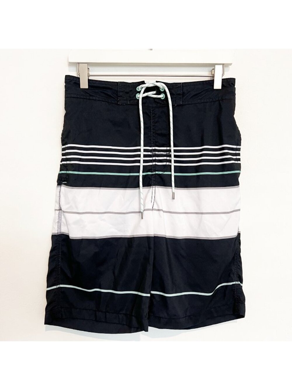 Goodfellow Striped Swim Trunks Small Lined Retro Pool Board Shorts Surf Core Gym